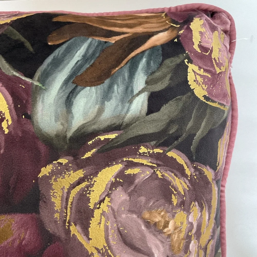 THRO Velveteen Peony Throw Pillow NWOT